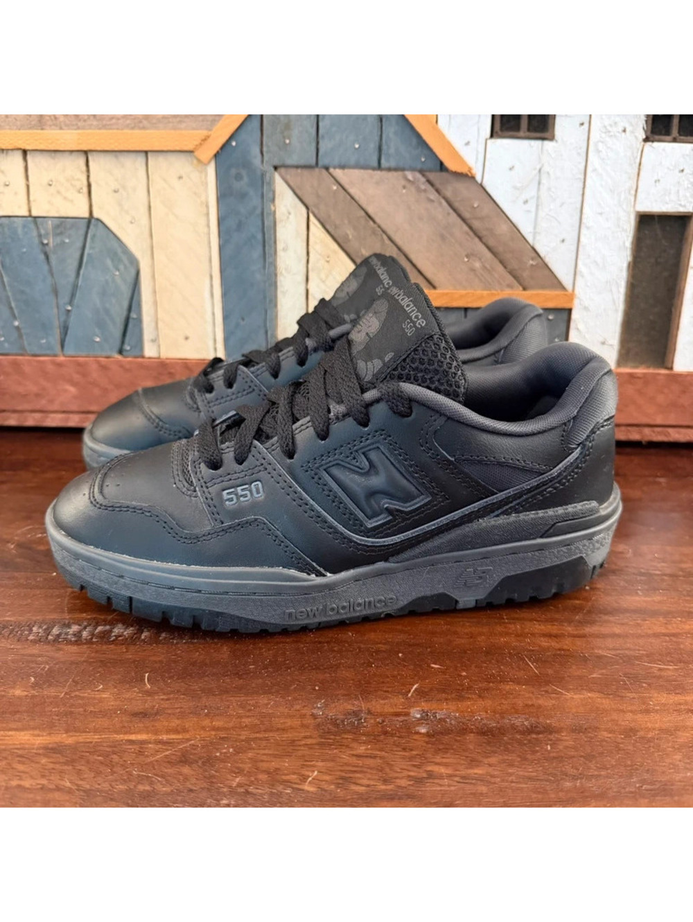 New Balance 550 Triple Black GSB550BB Boys Size 5 Big Kid Youth Sneakers